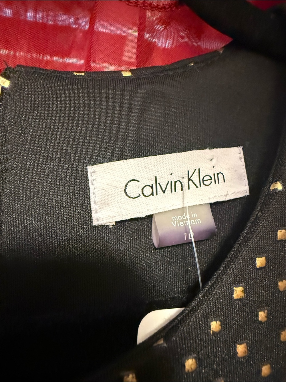 Calvin Klein Black Sleeveless Sheath Dress with Micro Dot Texture - Picture 3 of 6